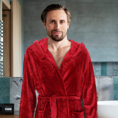 Hooded Badjas Terrydoek Rood 2