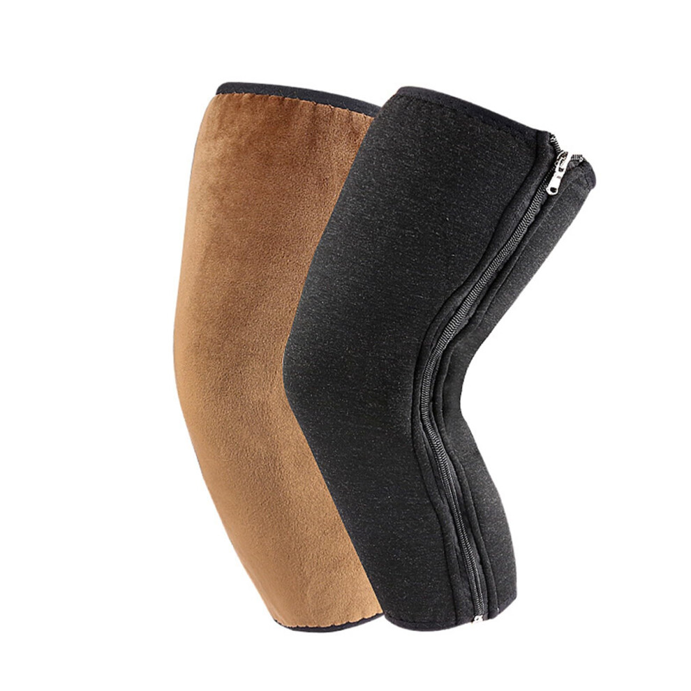 Knee Sleeve Fleece-Lined Heated Knee Pad Zippered Knee Warmer For Skiing And Skateboarding