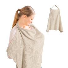 Soft & Breathable Cotton Breastfeeding Cover, Lightweight Nursing Cover, Adjustable Strap, Khaki Color, For Newborns