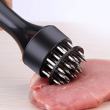Meat Tenderizer Needle 21-Pin Stainless Steel Tool With Pinholes Black For Steak Chicken Fish Pork