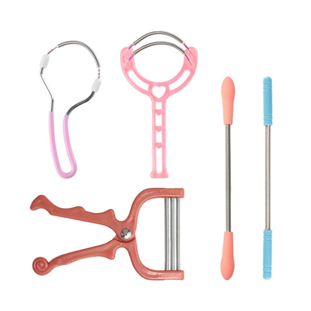 Face Hair Epilator 5-Piece Set For Fine Facial Hair On Upper Lip Chin Cheeks And Other Areas