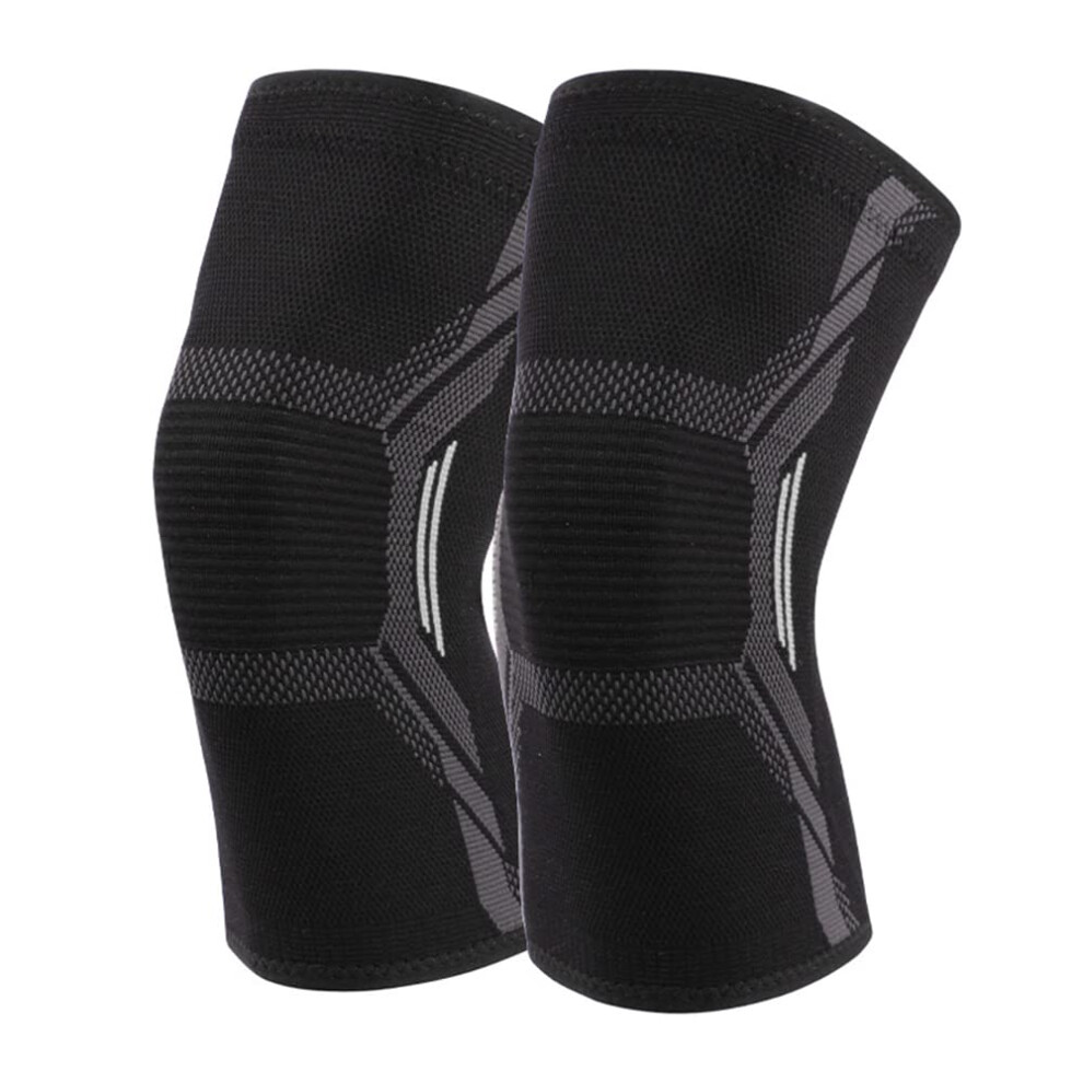 Knee Pad Knitted Nylon Sports Protective Gear For Riding Running Basketball Jump Rope Warm Xl Black White 1 Pair 9016109382542