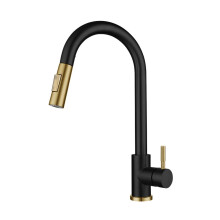 Pull Out Sensor Gold Kitchen Faucet Black Gold Finish No Touch Option Pull Out Spray Kitchen Mixer Tap