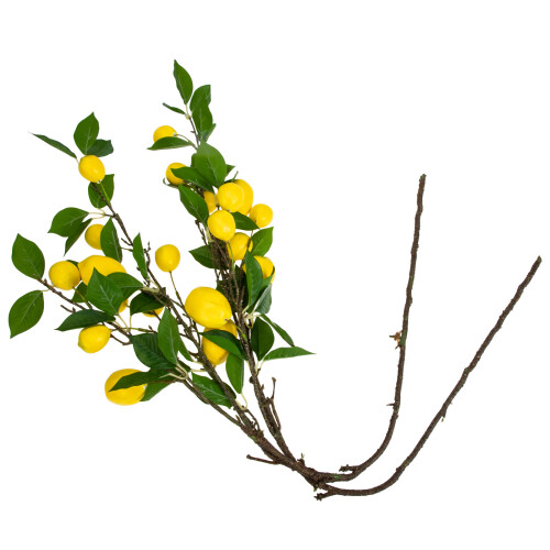 2Pcs Artificial Lemon Branch Vase Pick Yellow Plastic Decor Ornament