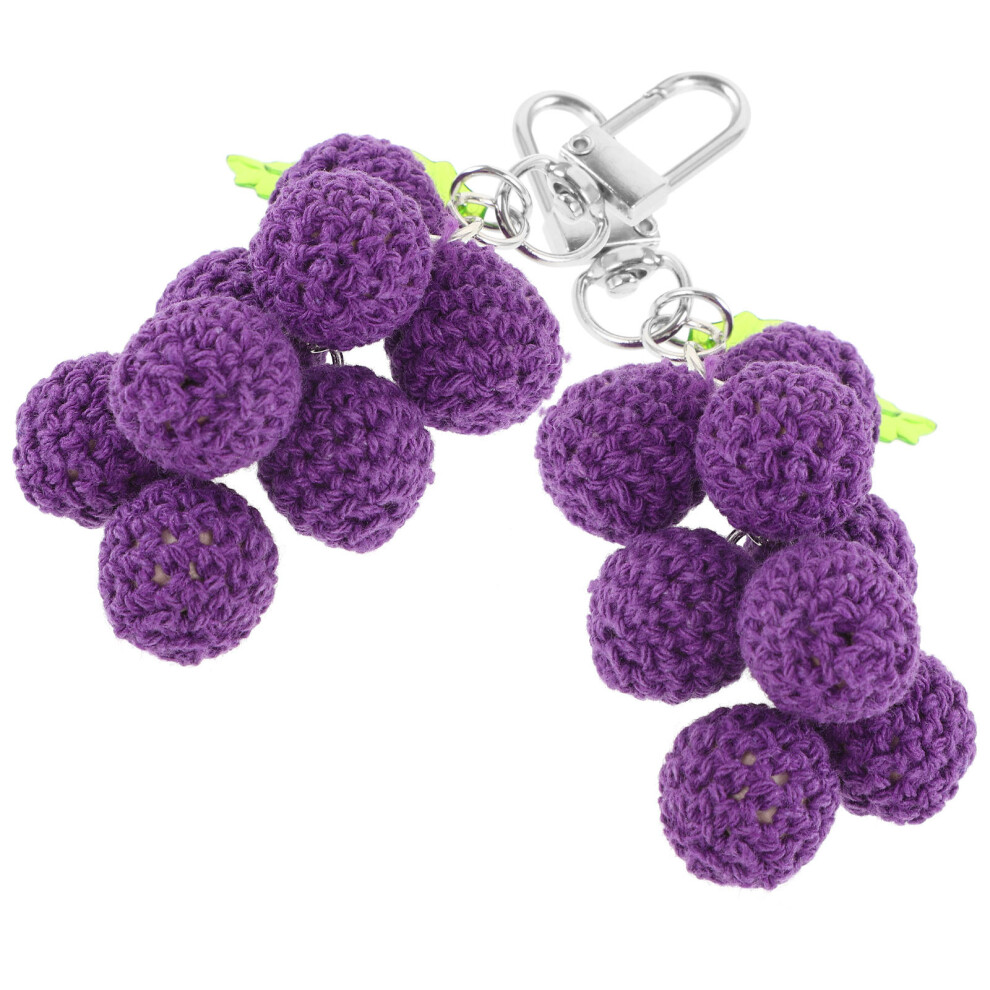 Raindrops Druiven Sleutelhanger Handgevlochten Paars Breigaren 2 Stuks-image