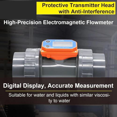 Water Flow Meter DN15-DN50 PVC, Battery Powered Digital Inline Liquid Flow Sensor For Water Irrigation Sewage 2