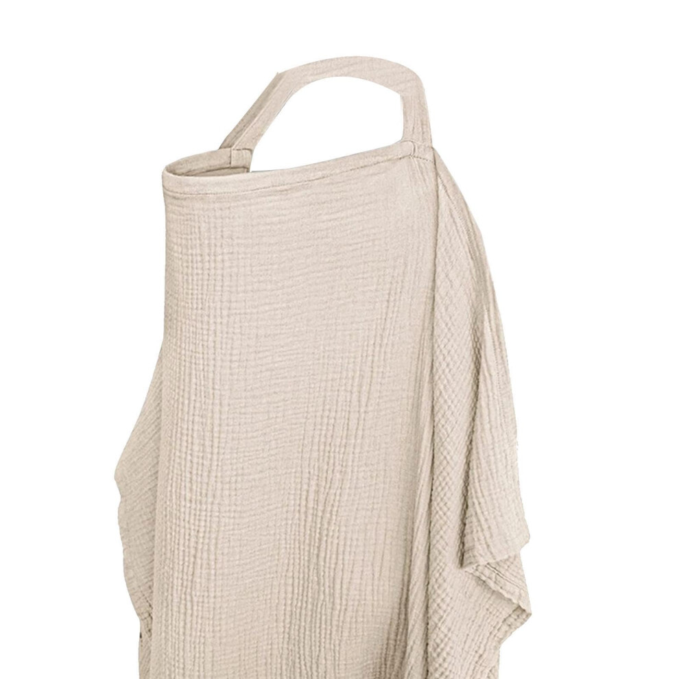 Nursing Cover Breathable Cotton Poncho One Size Khaki 360 Degree Coverage For Breastfeeding