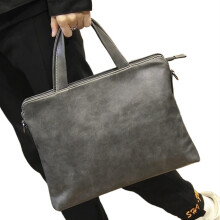 Briefcase PU Leather For Men Laptop Bag Grey - Men's Business Travel Tote