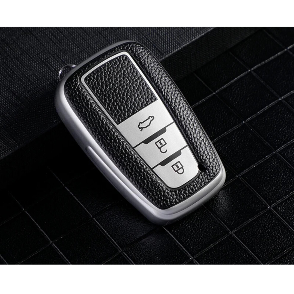 Auto Leather Tpu Car Key Cover Case For Toyota Prius Camry Corolla C-Hr Rav4 Prado 2018 Key Fob Cover Silver 9393856311620