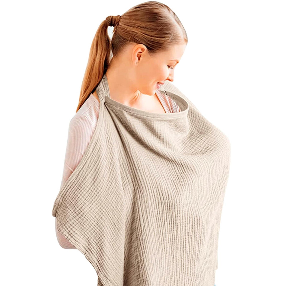Nursing Cover Muslin Cotton Soft Breathable Breastfeeding Cover For Car Seat And Stroller Multi-Use
