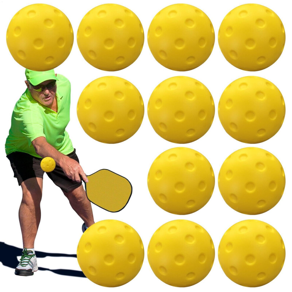 Indoor Pickle Balls Set - 12 Pack Practice Balls For Hand-Eye Coordination, Low Noise, Indoor Outdoor Use-image-OPC-PM69988-NEW
