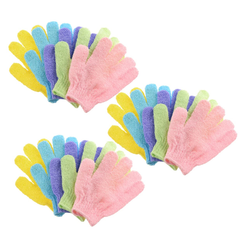 Bath Scrubber Gloves Exfoliating Mitts 15 Pieces Glove Type Body Brush Shower Towel Wash Towels Random Color