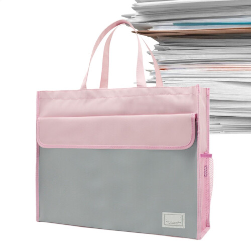 Business Briefcase A3 Document Storage Bag Waterproof Zippered Briefcase With Handle Pink