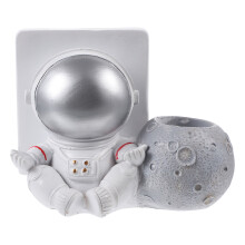 Linaichen Stifthalter Astronaut Handyhalter Stiftedose Figur Silber