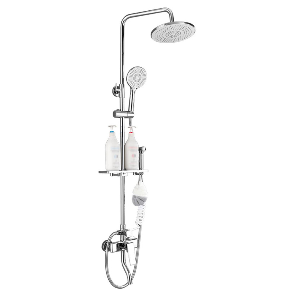 Wall Mounted Shower Faucet Set 8-Inch Rain Shower Head, 3-Setting Handheld, Polished Chrome Finish, High-Pressure System 9016109384409