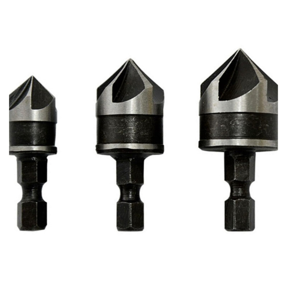 Chamfer Drill Bit Set 82-Degree 5-Flute Countersink For Woodworking And Metal Drilling 12Mm 16Mm 19Mm 1/3/6-Piece Set 9016109384959