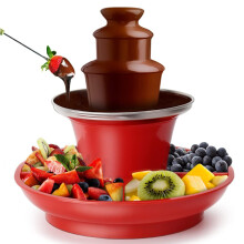 Chocolate Fountain Fondue Set Electric 3-Tier, 200g Capacity, Stainless Steel Waterfall Pot for Party Wedding Buffet