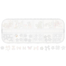 1 Box Of Nail Art Diy Charms Resin Flower Bow Decor For Girls