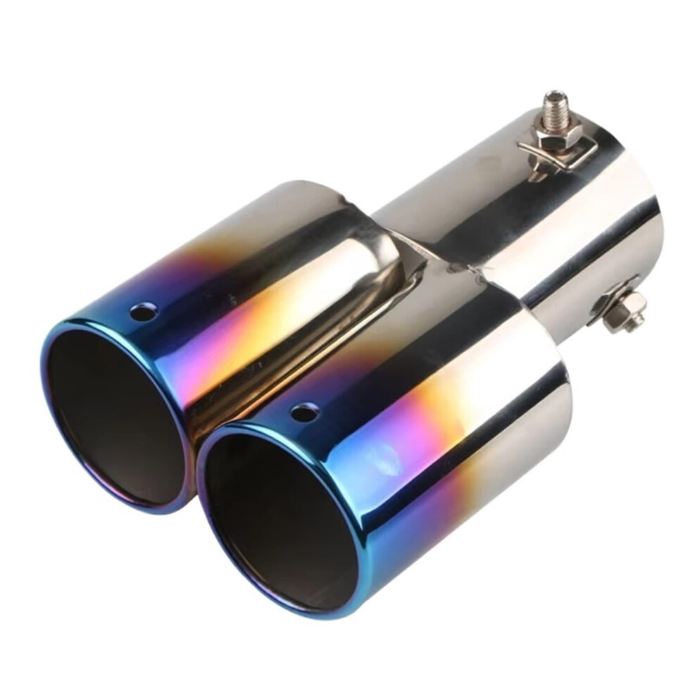 Exhaust Tail Pipe Universal Car Exhaust Stainless Steel Double Exhaust Tips For Rear Tail Pipe Dobl Blustraight330 Black 9016109386557