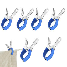 Towel Clips 10 Pack, Stainless Steel 12x2x6.5cm Heavy Duty Pool Clips Blue for Sunbeds Sun Loungers Laundry