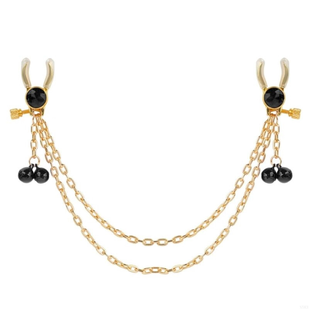 Red Bells Nipple Clamps For Couples Chain Nipple Clip Non-Piercing Body Chain Nipple Jewelry One Size
