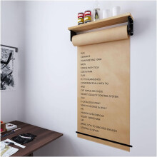 Kraft Paper Roll Display Holder Wall Mounted Dispenser And Cutter With Wood Shelf 50 m Roll 40 Cm Wide One Color
