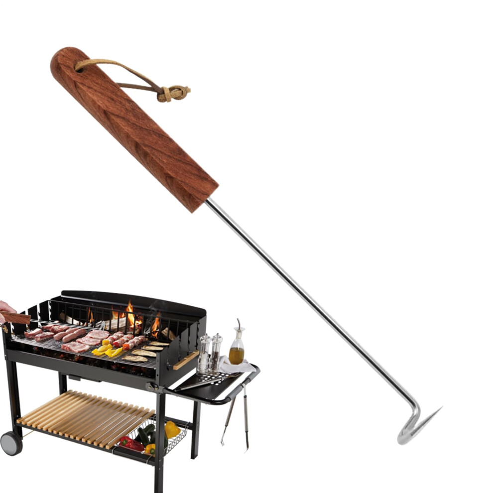 BBQ Food Turner Stainless Steel Meat Flipper With Wooden Handle For Grilling Small Food Twister-image-OPC-PM69RG2-NEW