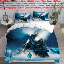 (Style A, Double(200x200cm)) Polar Express The Print Pattern Duvet Cover Pillowcase Set Gift Bedding Bedroom