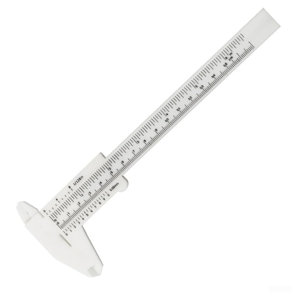 0 150Mm Double Rule Scale Mini Vernier Caliper Plastic Measuring Tool For Jewelry And Small Object Measurements White 9354506262297