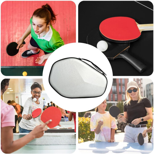 Table Tennis Paddle Bag Hard Racket Box Reusable Protective Organizer Portable Storage Silver 2