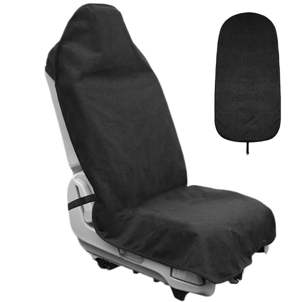 Waterproof Sweat Towel Car Seat Cover Sleeve, Machine Washable, Universal Fit, Post-Gym Workout Black 9354506262556