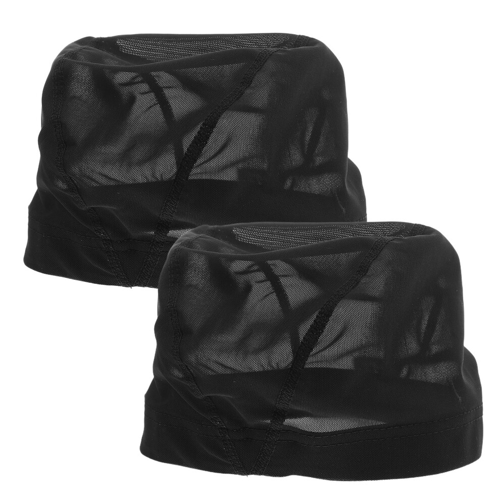 Solustre Unisex Black 2Pcs Stretch Elastic Wig Caps Adjustable Weaving Net For Wigs