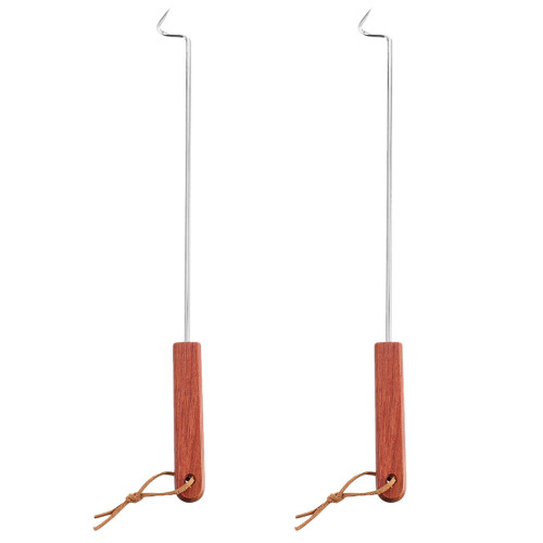 2Stk Fleischhaken Aus Mit Holzgriff Für Grill 2