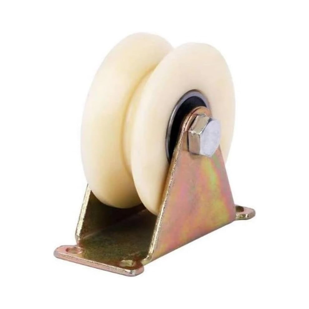 Rope Pulley 30Mm Nylon Grooved Rollers Heavy Duty Sliding Door Pulley With Stand Steel Pipe Support Rail U 30Mm 9016109388391