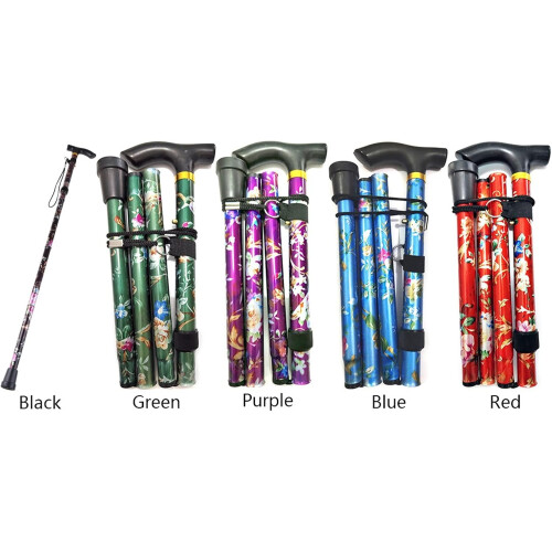 Walking Cane Folding Telescopic Five-Section Adjustable Height Lightweight Outdoor Walking Stick Prosperous 1