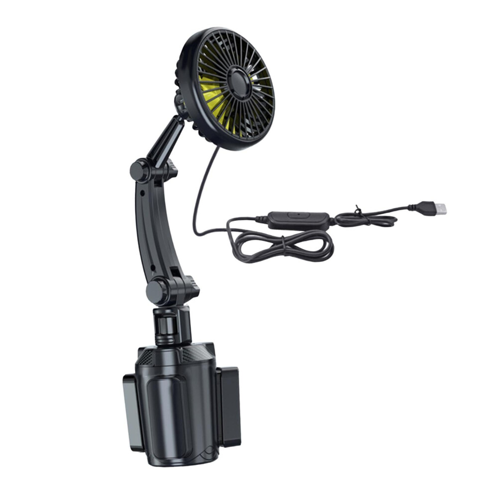 Portable Vehicle Fan Cup Holder Mount Usb Rechargeable Three Speed For Suv And Sedan Single Head 9084446400137