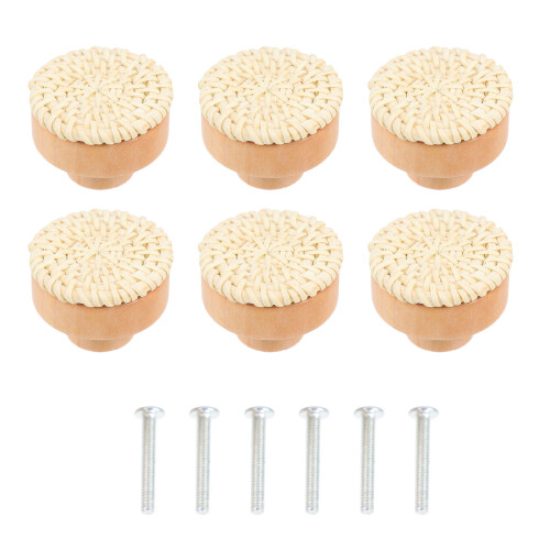 6Sets Rattan Knoppen Voor Laden Meubels Wit Boho