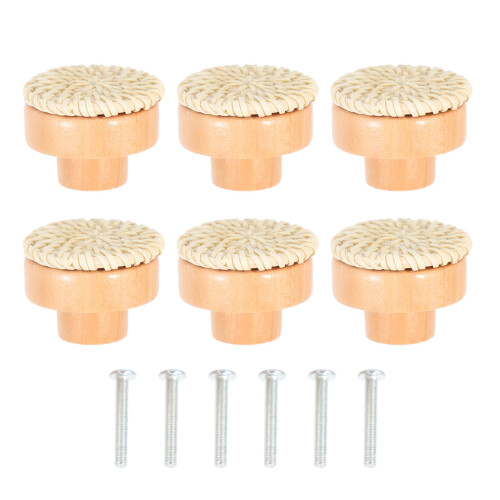 6Sets Rattan Knoppen Voor Laden Meubels Wit Boho 1