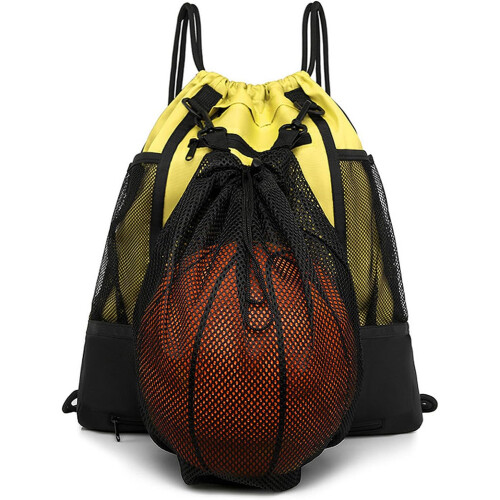 Basketball Gym Bag Foldable Sackpack Drawstring Backpack With Double-Side Mesh Pockets Unisex Soccer Bag 2
