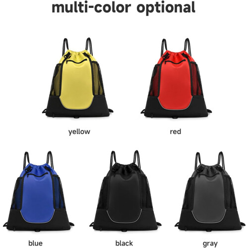 Basketball Gym Bag Foldable Sackpack Drawstring Backpack With Double-Side Mesh Pockets Unisex Soccer Bag 1