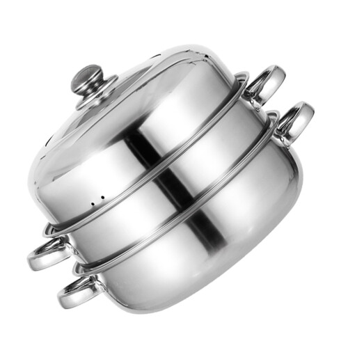 1Stück Dampftopf Haushaltskochtopf Mehrzwecktopf (Silber) 2