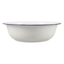 Enamel Mengkom 32 Cm Grote Enamelspullen Met Blauwe Rand