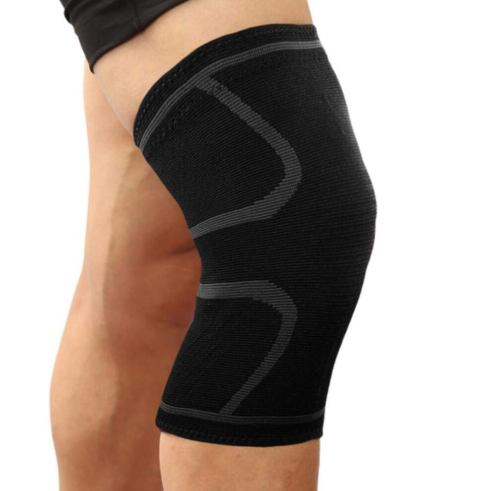 Black/Grey Knee Pads 2-Pack Elastic Nylon Knee Sleeve, Compression Braces For Running Cycling Basketball Volleyball Xl