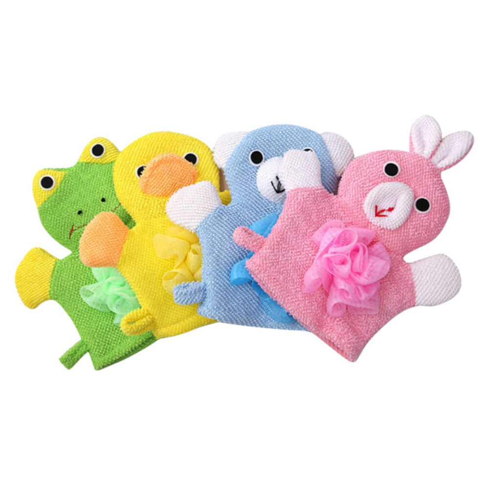 4Pcs Cartoon Shower Gloves Exfoliating Bath Scrubber Mitts For Boys Gentle Skin Massage Durable Bath Tool