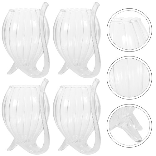 4 Gestreifte Saftgläser Transparente Weingläser Getränkeglas 2