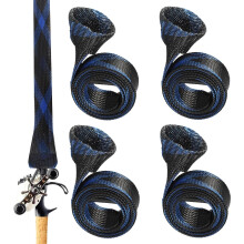 Fishing Rod Covers Adjustable Saltwater Rod Sock Elastic Protector Universal Fit Black Blue