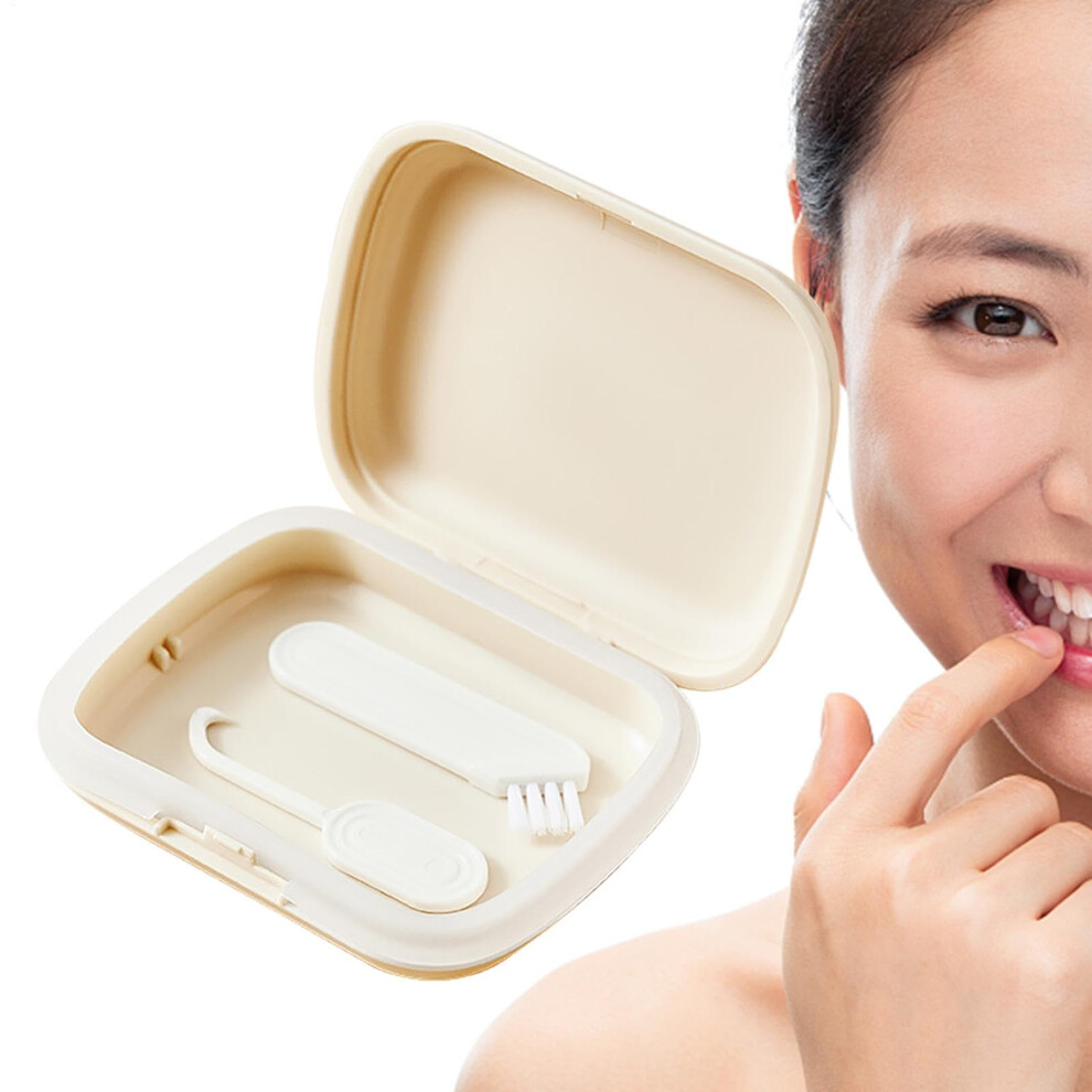 White Retainer Container Case Slim Odorless Aligners Box For Dentures And Clear Braces Milky With Braces Removal Tool