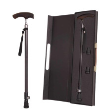 Walking Stick Wooden Handle Adjustable Height Carbon Fiber Ultra-Light