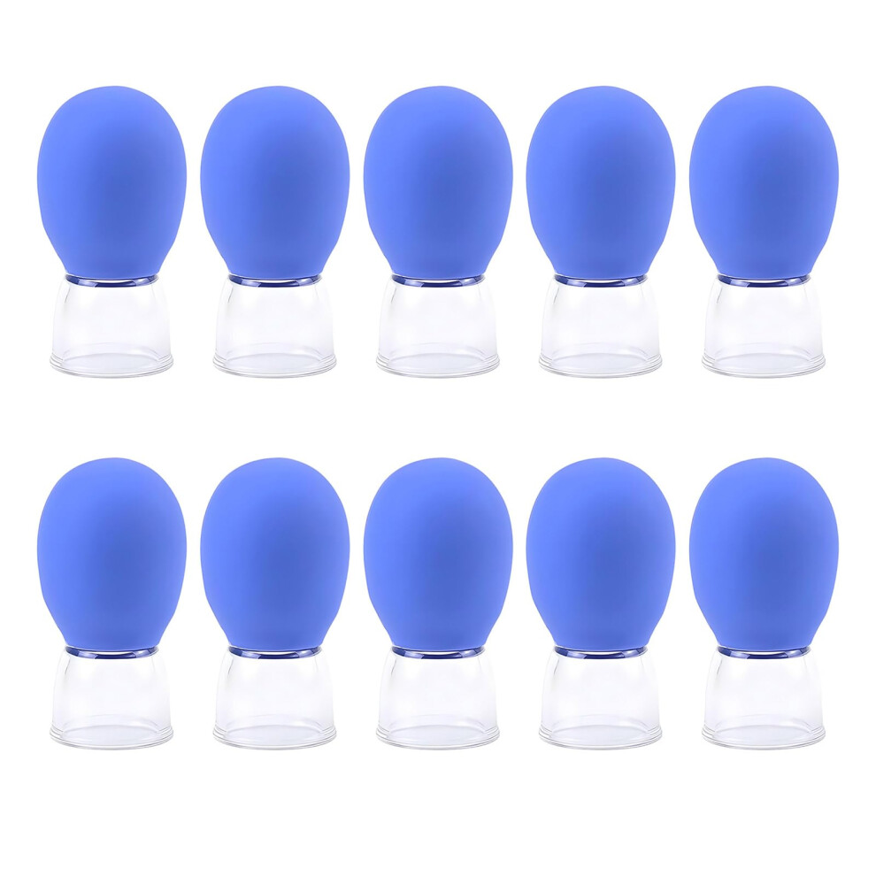 Blue Glass Cupping Set 10-Piece For Facial And Body With Glass And Silicone Cups Vacuum Suction
