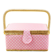 Sewing Kit Box Polyester Fabric Holder Storage Basket, Pink, Large Capacity for Adults, Sewing Kit Accessories